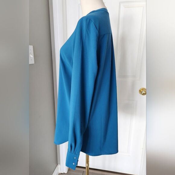 Hilary Radley Turquoise Blue zipper blouse - Size Medium - Picture 3 of 11